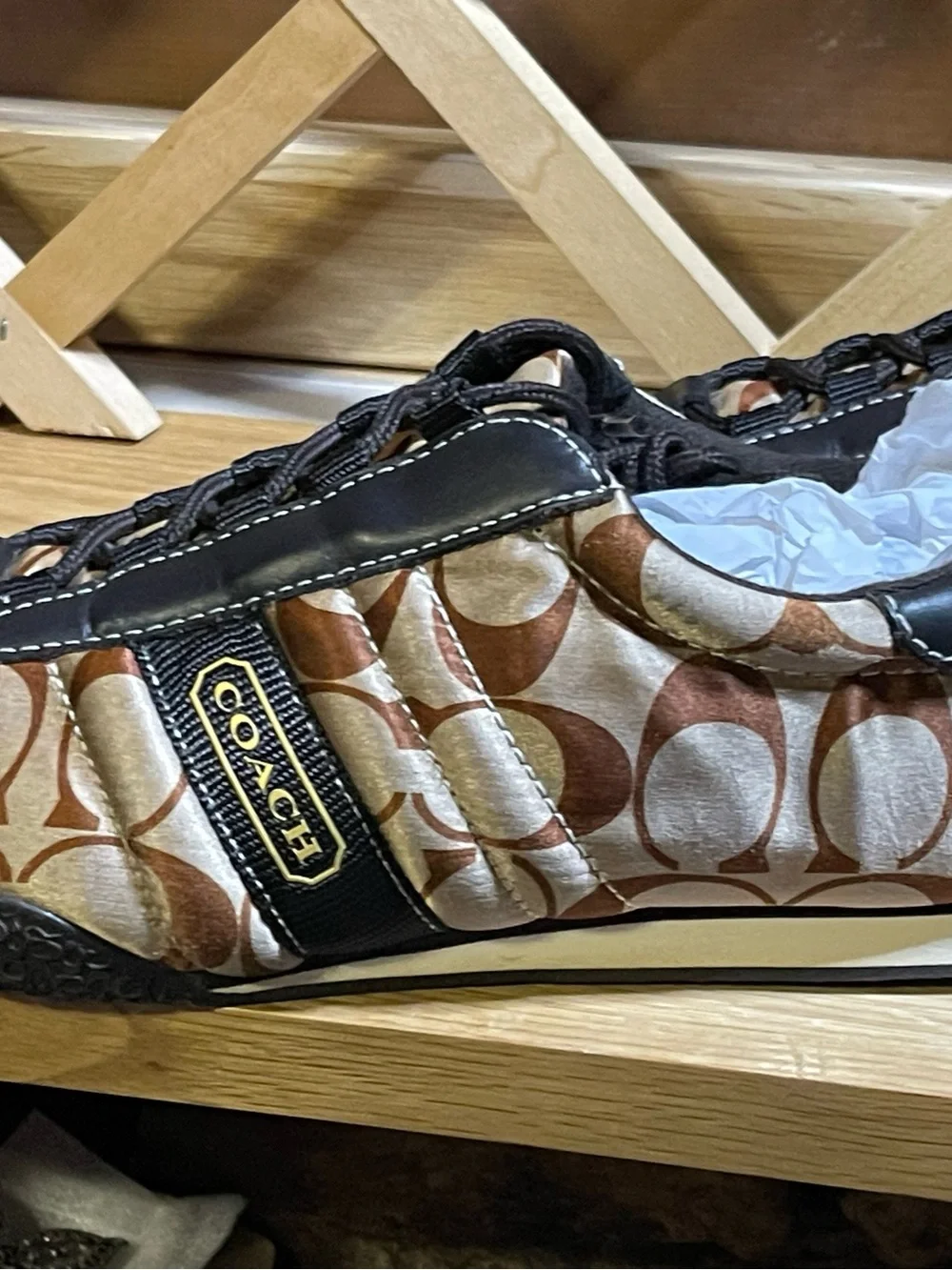 Coach W Sz 8M Metallic Bronze / Choco Quilted low -top Sneaker /Authentic Coach